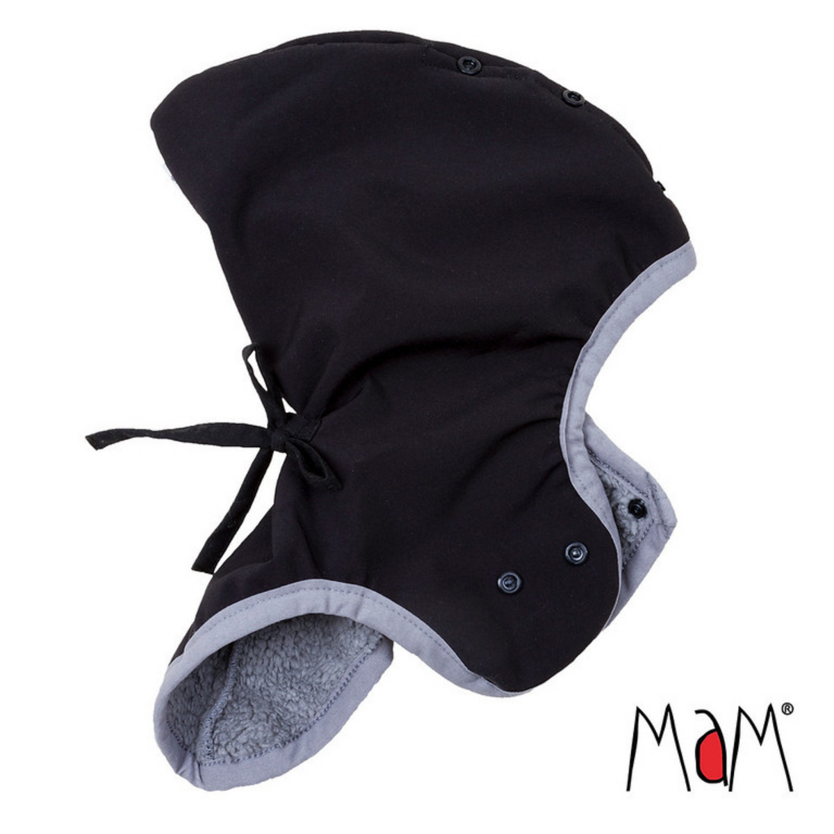 MaM Tragecove Deluxe Softshell Flex Black / Rock Grey, Detail Pixie Mütze